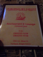 Candlelight And Lounge menu