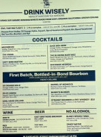 Blinking Owl Distillery menu