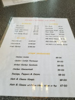 Bricker’s Burgers menu