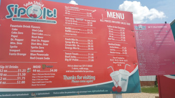 Sip It Soda Shack menu