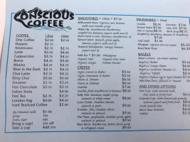 Conscious Coffee menu