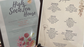 High Societea Tea Room menu