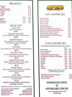 Paradiso Deli Cafe menu