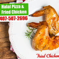 Halal Fried Chicken Pizza inside