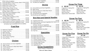 Vu's Garden menu