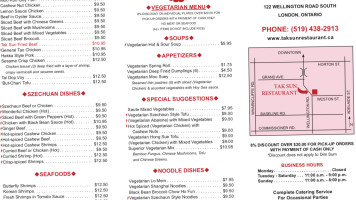 Tak Sun menu