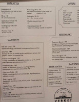 Verket Restaurang&bowling menu