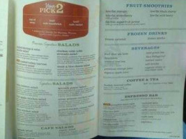 Panera Bread menu