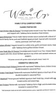 William Coy's Farm To Table menu