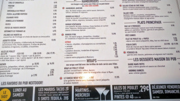 The NextDoor Pub & Grill menu