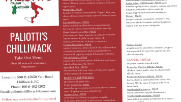 Paliotti's Italian Restaurant Bar menu