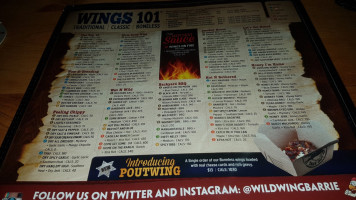 Wild Wing South Barrie menu