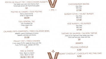 Vallier Bistro menu