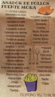 Fuente Del Sol menu