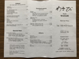 Sushi Wasabi menu