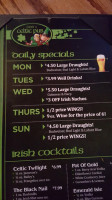 Firth's Celtic Pub menu