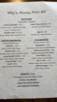 Billy's -breezy menu