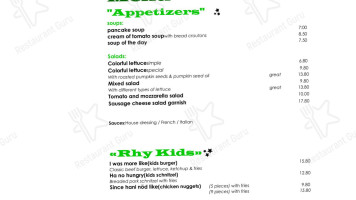 Rhy21 Restaurant Bar menu