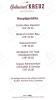 Zum Goldenen Kreuz menu