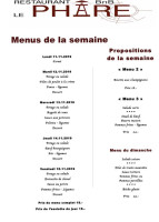 Chambres D'hôtes Le Phare menu