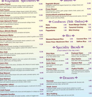 Lotus Fine Indian Cuisine menu