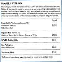 Waves Coffee House menu