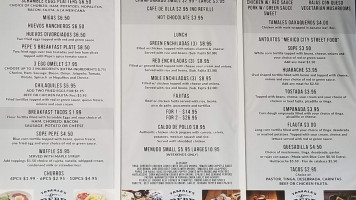 Tamales Don Pepe menu