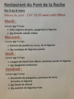 Du Pont De La Roche menu