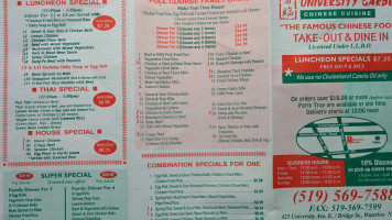 University Garden Chinese Cuisine menu