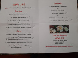 La Table du Lavoir menu