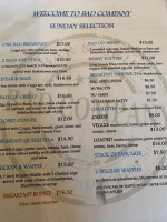 Bad Company Grill menu