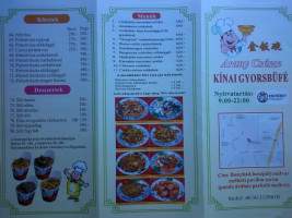 Arany Csésze Kínai Gyorsbüfé menu