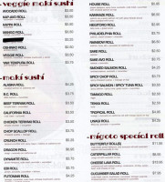 Migoto Sushi menu