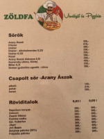 Zöldfa Étterem menu