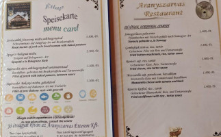 Aranyszarvas Étterem menu