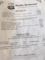 Amelia Restaurant menu