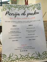 Picerija Ob Parku menu