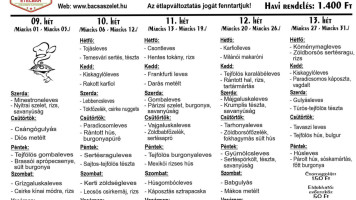 Bacsaszelet Ételbár és Étterem menu