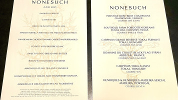 Nonesuch menu