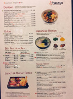 Hanaya Japanese menu