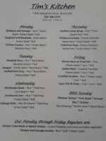 Tim’s Kitchen menu