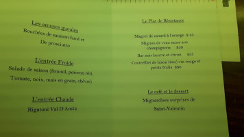 Restaurant La Vieille Banque menu