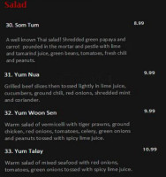 Chad Thai menu