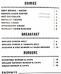 Rashay's menu