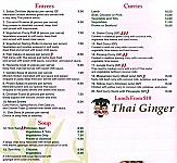 Thai Ginger menu