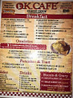 O K Cafe menu