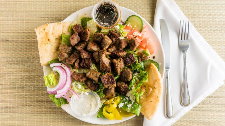 Greek Salad Topped With Lamb Gyro