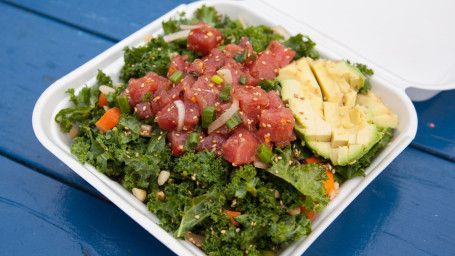 Asian Kale Salad W/ Ahi Poke Topper