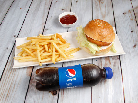 Veg Burger With French Fries Combo