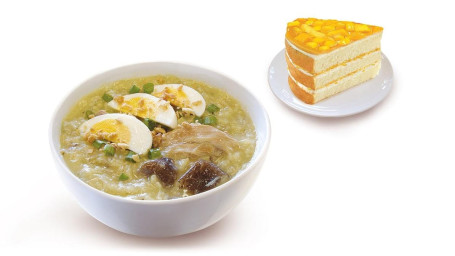 Arroz Caldo With Cake Slice